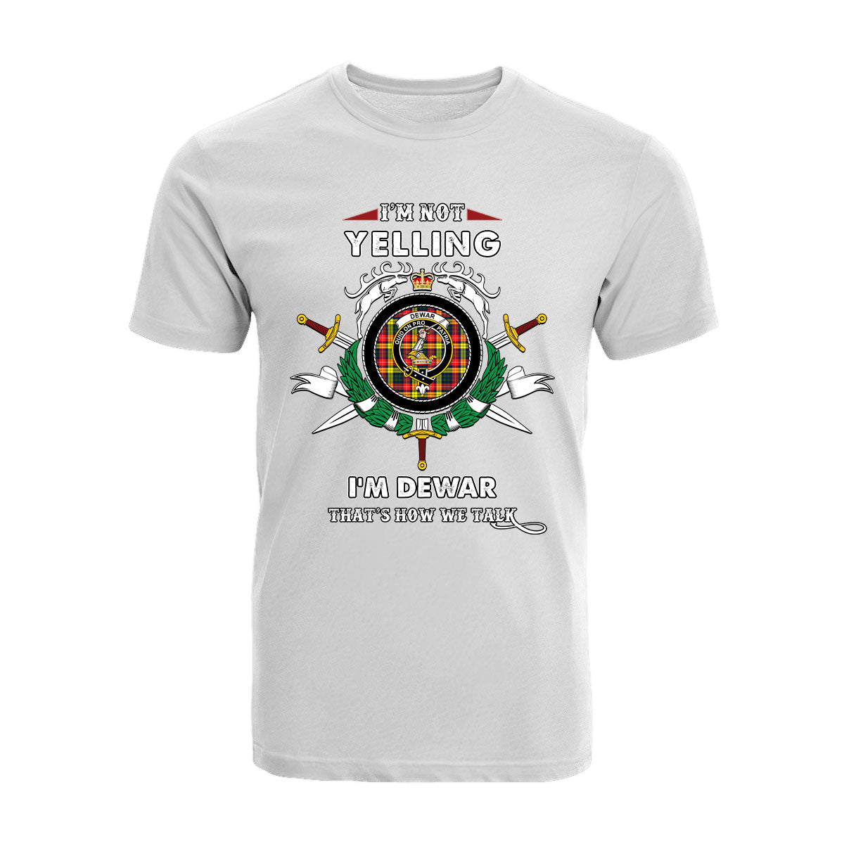 Dewar Tartan Crest T-shirt - I'm not yelling style