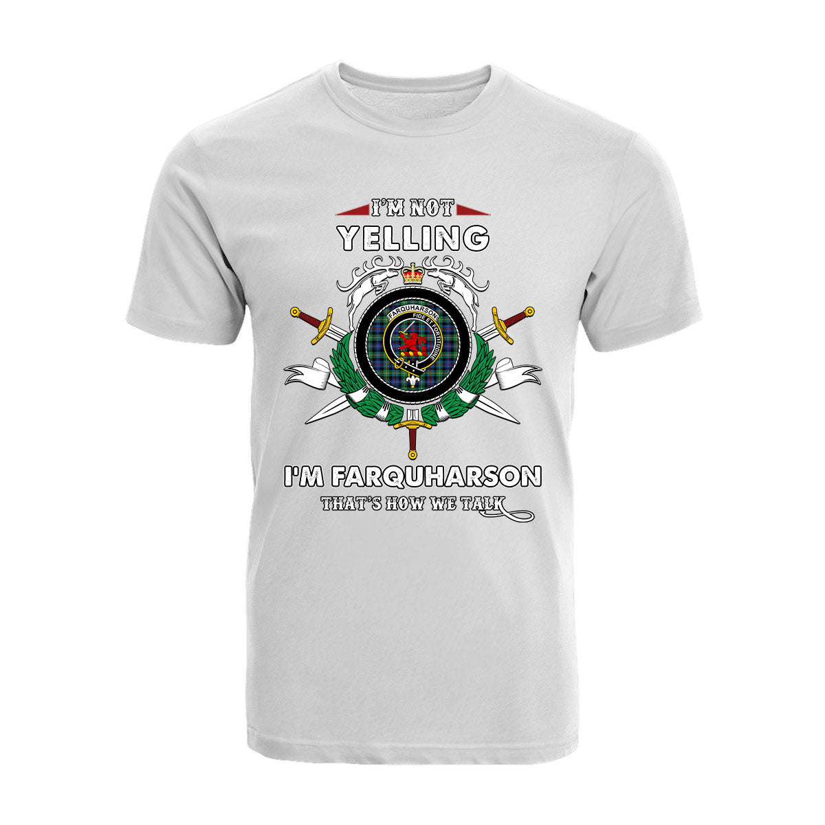 Farquharson Tartan Crest T-shirt - I'm not yelling style