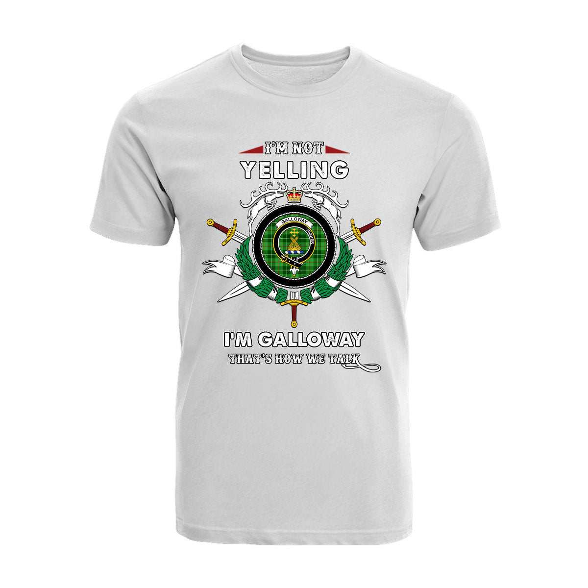 Galloway Tartan Crest T-shirt - I'm not yelling style