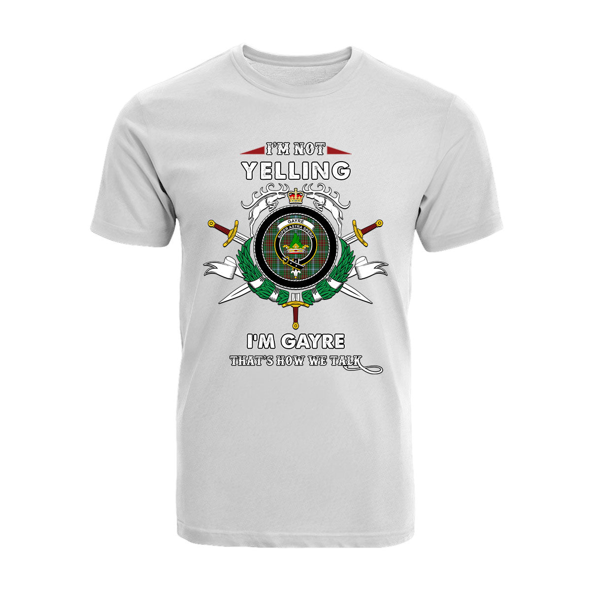 Gayre Tartan Crest T-shirt - I'm not yelling style