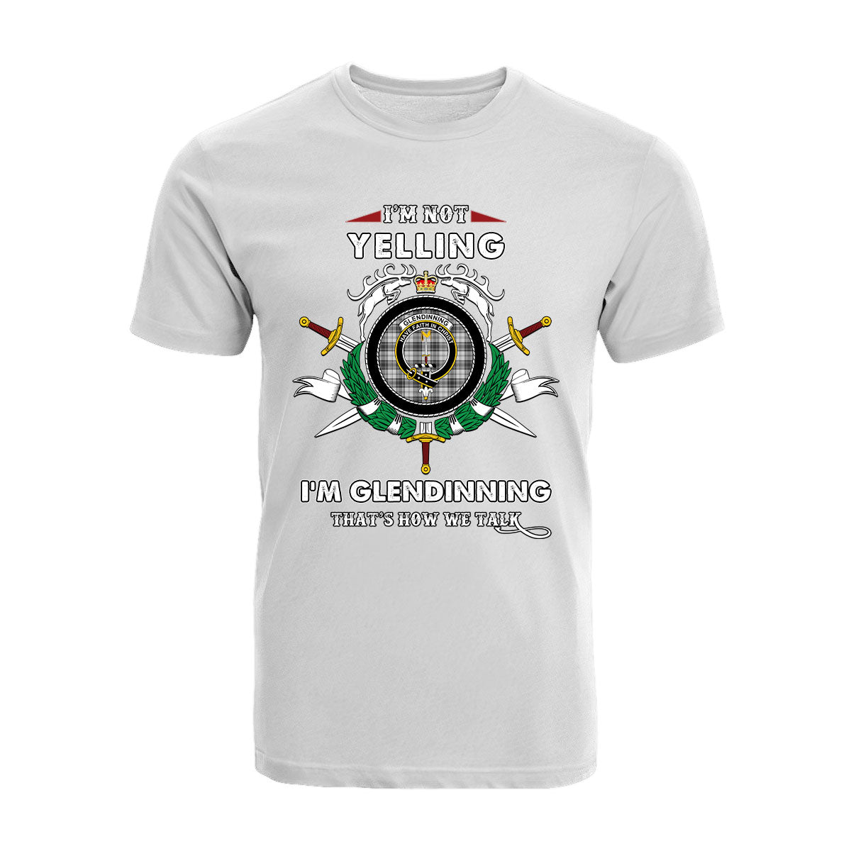 Glendinning Tartan Crest T-shirt - I'm not yelling style