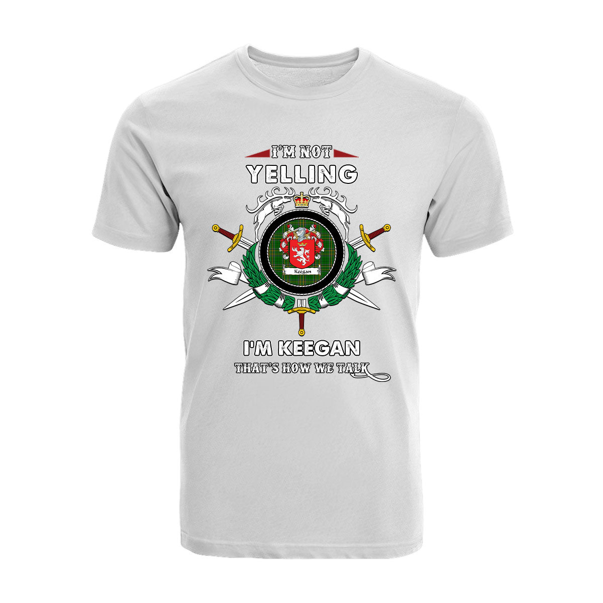 Keegan Tartan Crest T-shirt - I'm not yelling style