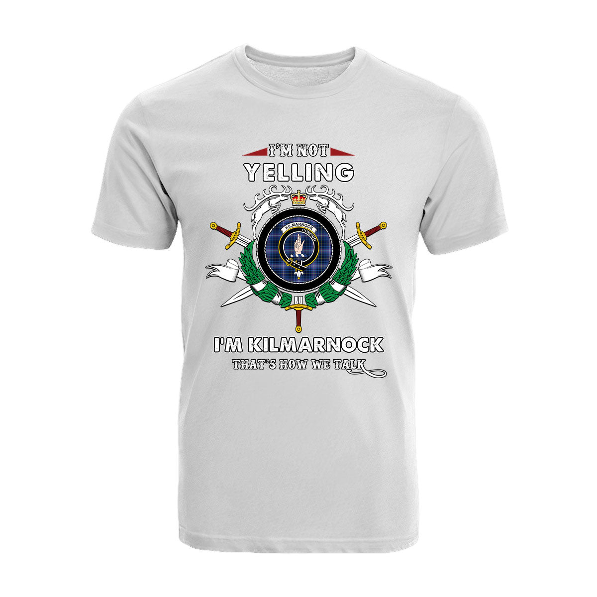 Kilmarnock Tartan Crest T-shirt - I'm not yelling style