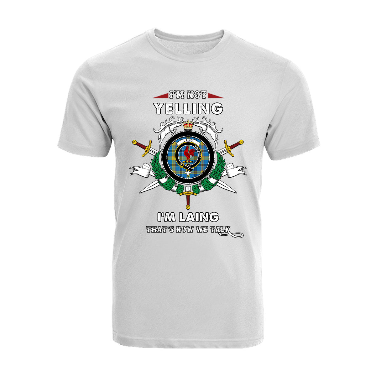 Laing Tartan Crest T-shirt - I'm not yelling style