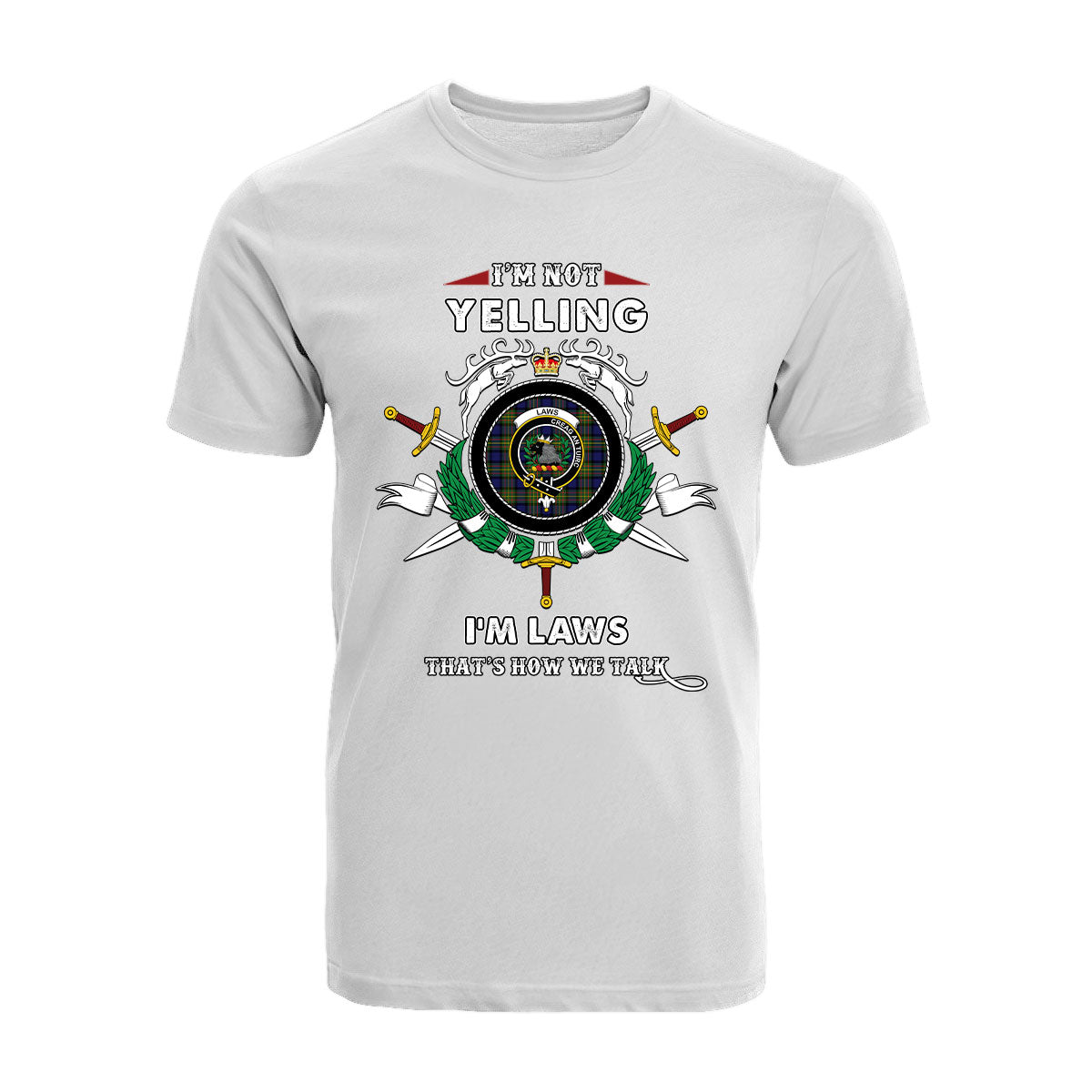 Laws Tartan Crest T-shirt - I'm not yelling style