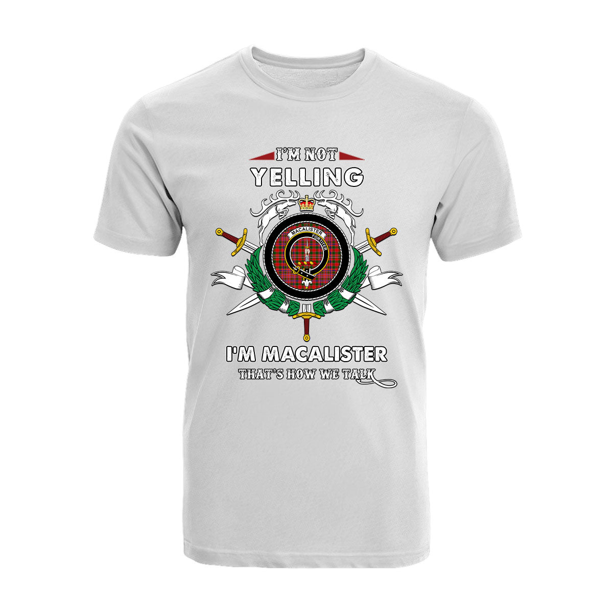 MacAlister Tartan Crest T-shirt - I'm not yelling style