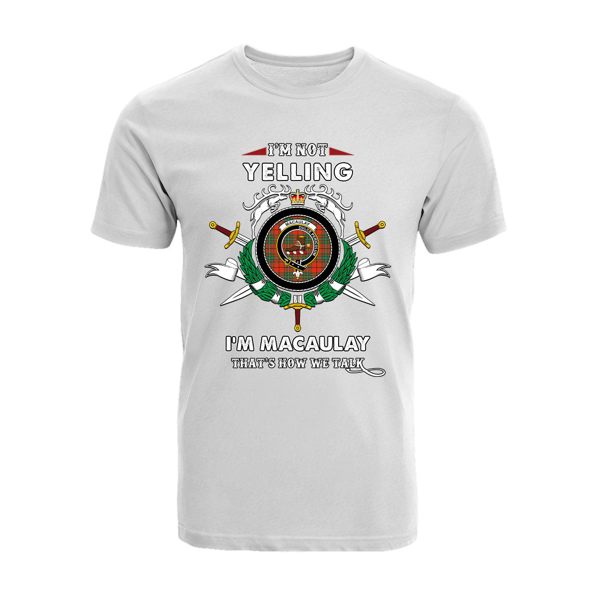 MacAulay Tartan Crest T-shirt - I'm not yelling style