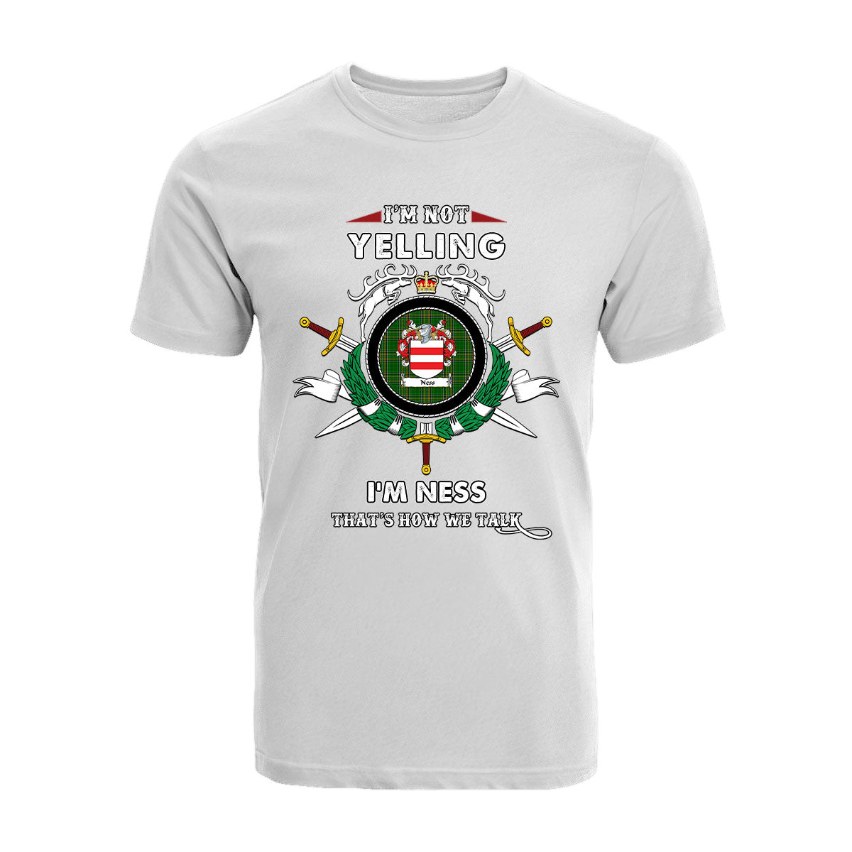 Ness Tartan Crest T-shirt - I'm not yelling style