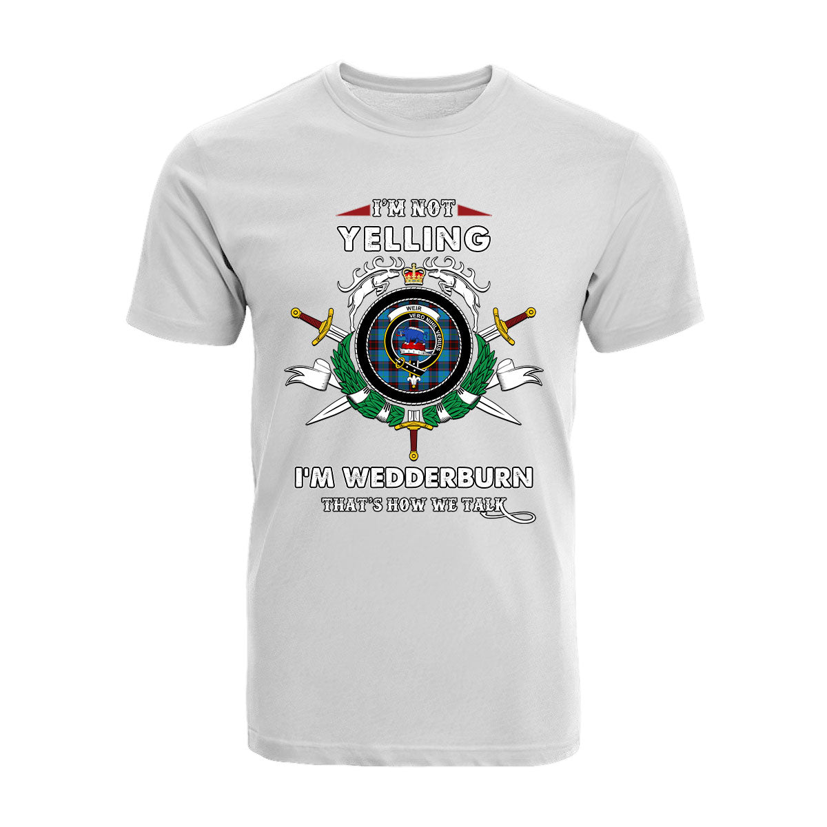 Wedderburn Tartan Crest T-shirt - I'm not yelling style