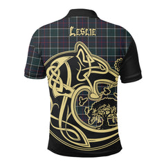 Leslie Hunting Modern Tartan Polo Shirt Viking Wolf