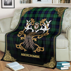 Abercrombie Tartan Crest Premium Blanket - Celtic Stag style