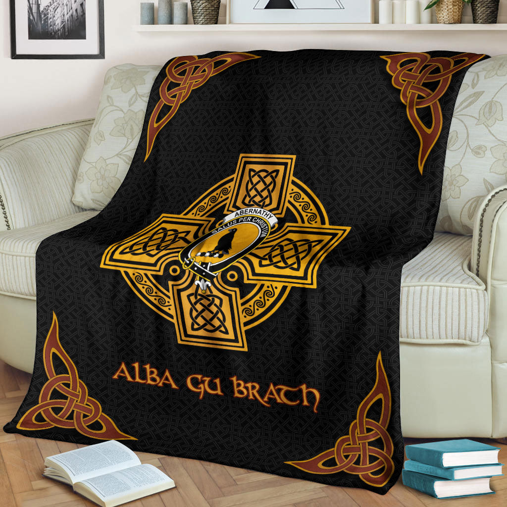 Abernathy Crest Premium Blanket - Black Celtic Cross Style