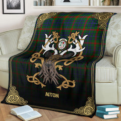 Aiton Tartan Crest Premium Blanket - Celtic Stag style