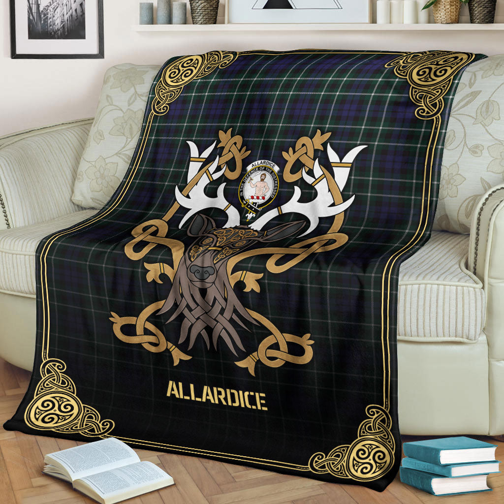 Allardice Tartan Crest Premium Blanket - Celtic Stag style