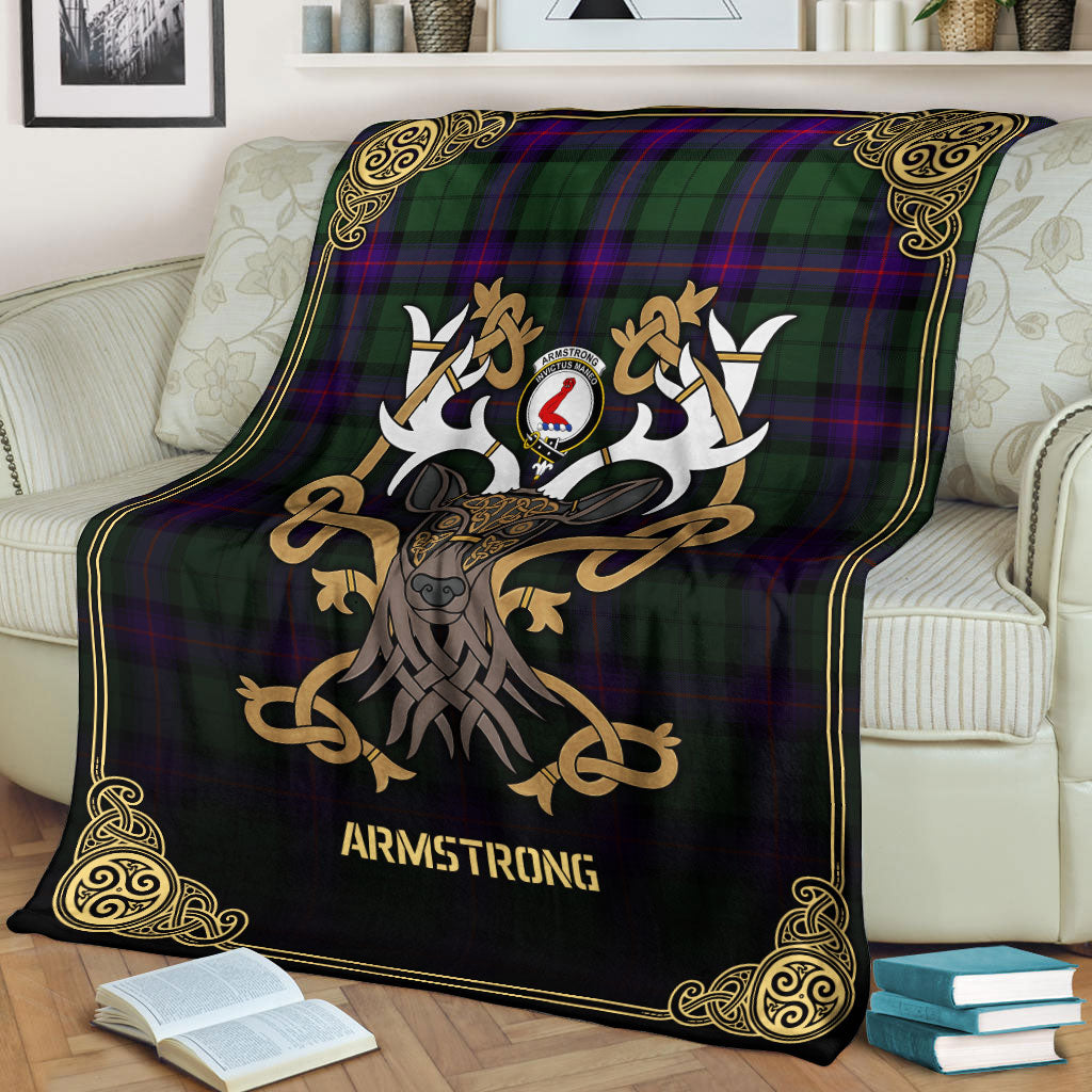 Armstrong Modern Tartan Crest Premium Blanket - Celtic Stag style