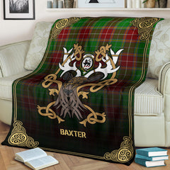 Baxter Modern Tartan Crest Premium Blanket - Celtic Stag style