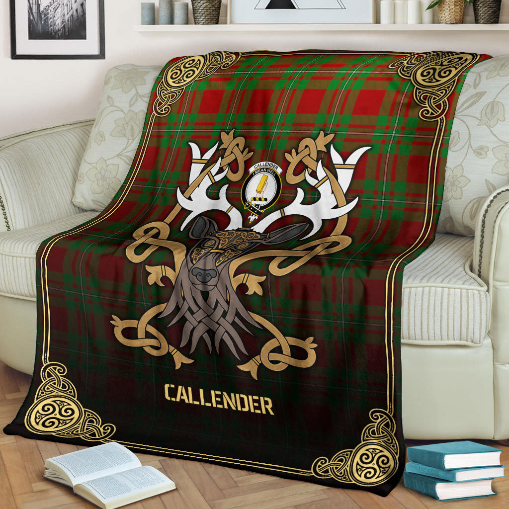 Callender Tartan Crest Premium Blanket - Celtic Stag style