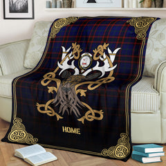 Home Modern Tartan Crest Premium Blanket - Celtic Stag style