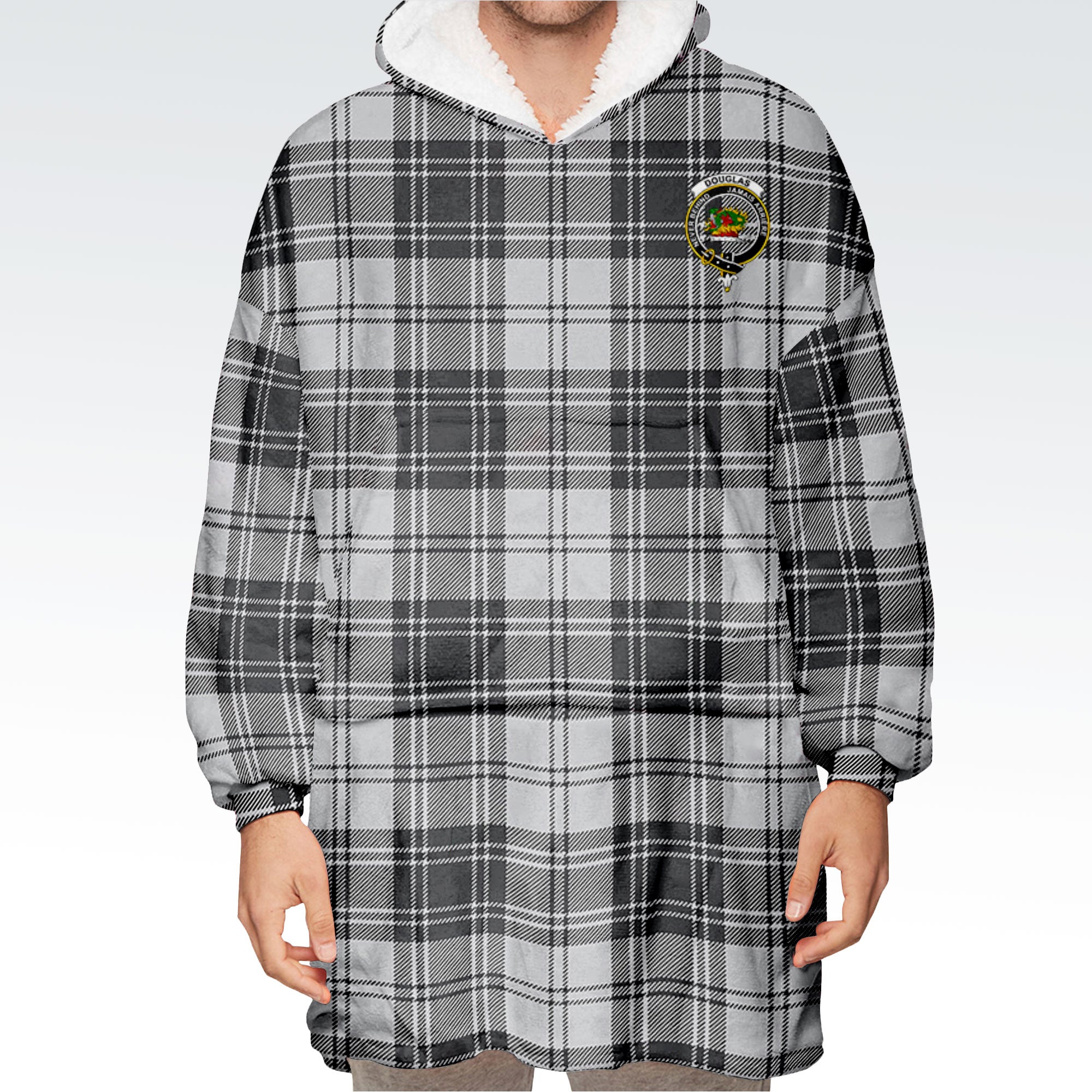 Douglas Grey Modern Tartan Hoodie Blanket