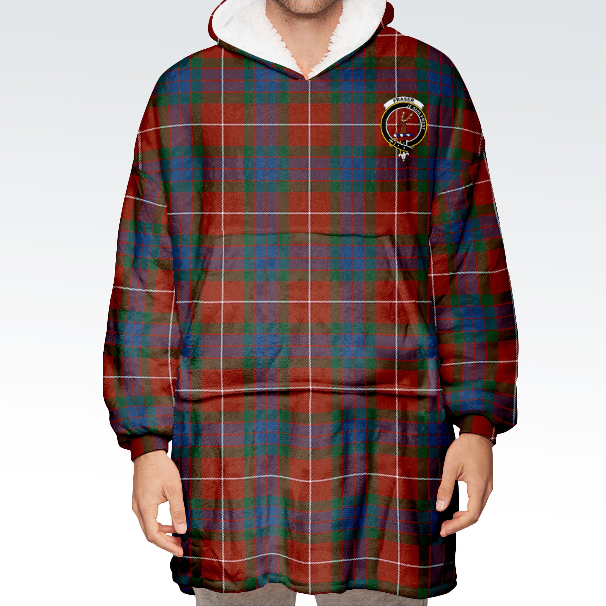 Fraser (of Lovat) Ancient Tartan Hoodie Blanket