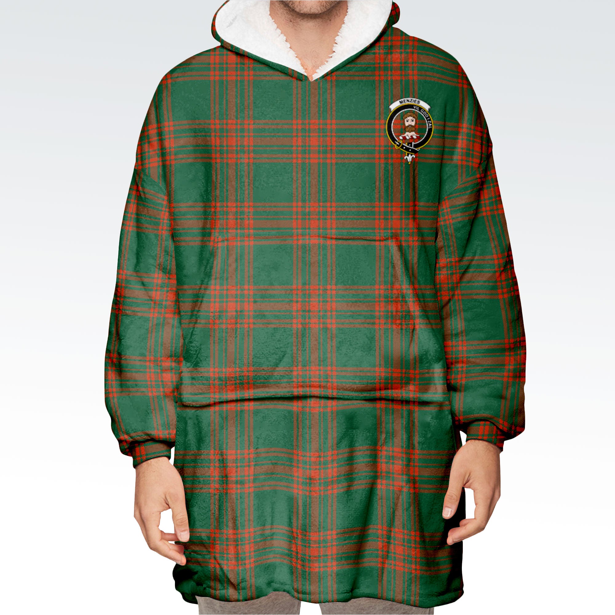 Menzies Green Ancient Tartan Hoodie Blanket