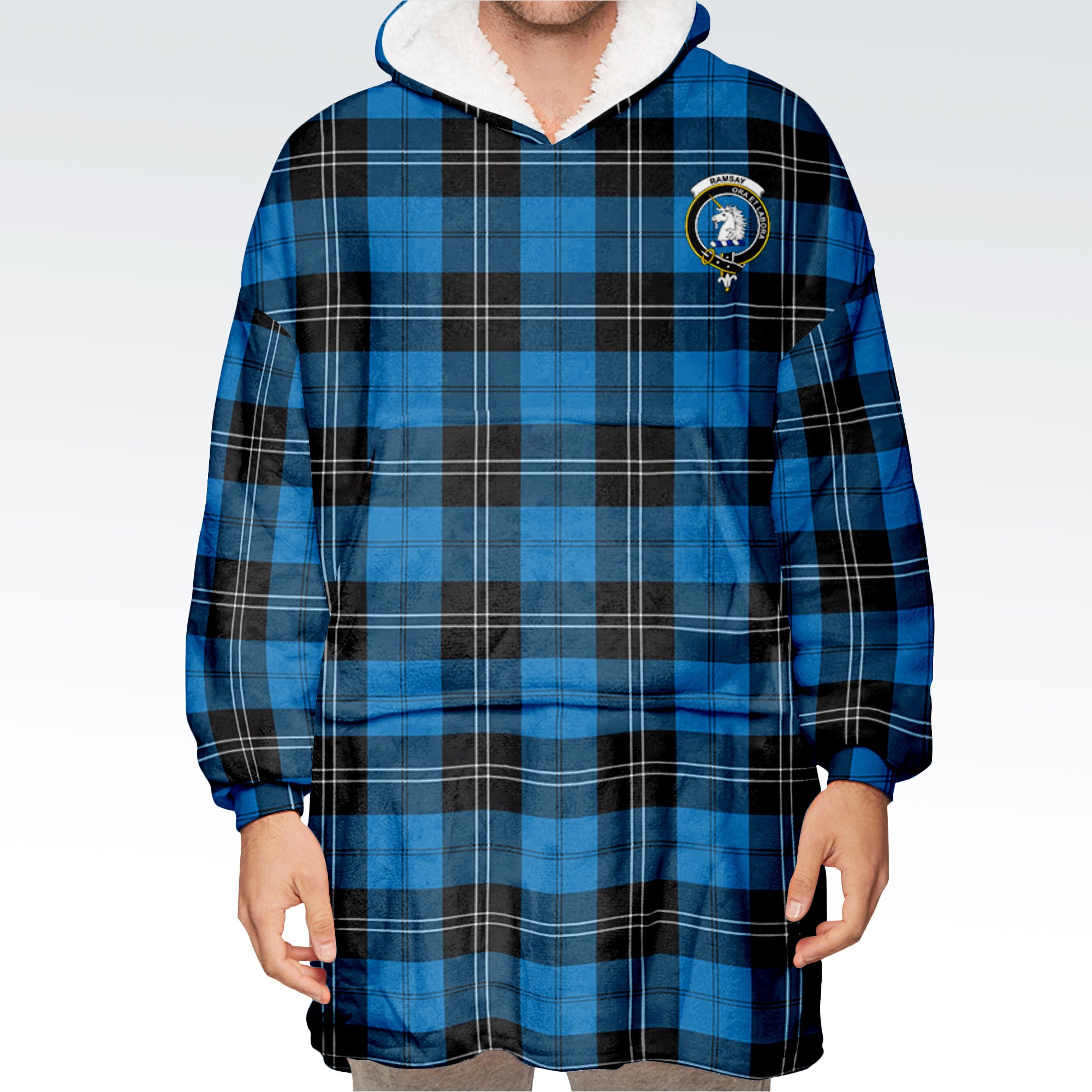 Ramsay Blue Ancient Tartan Hoodie Blanket