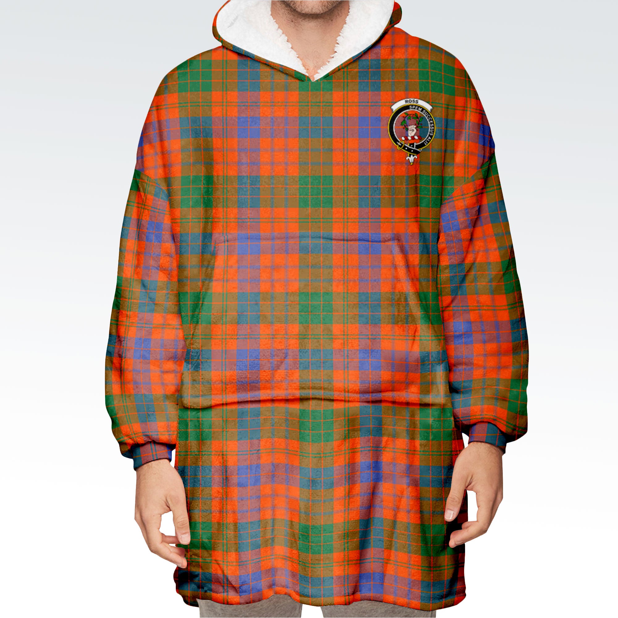 Ross Ancient Tartan Hoodie Blanket