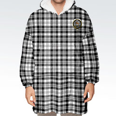 Scott Black & White Modern Tartan Hoodie Blanket