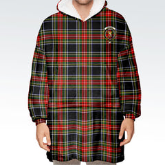 Stewart Black Tartan Hoodie Blanket