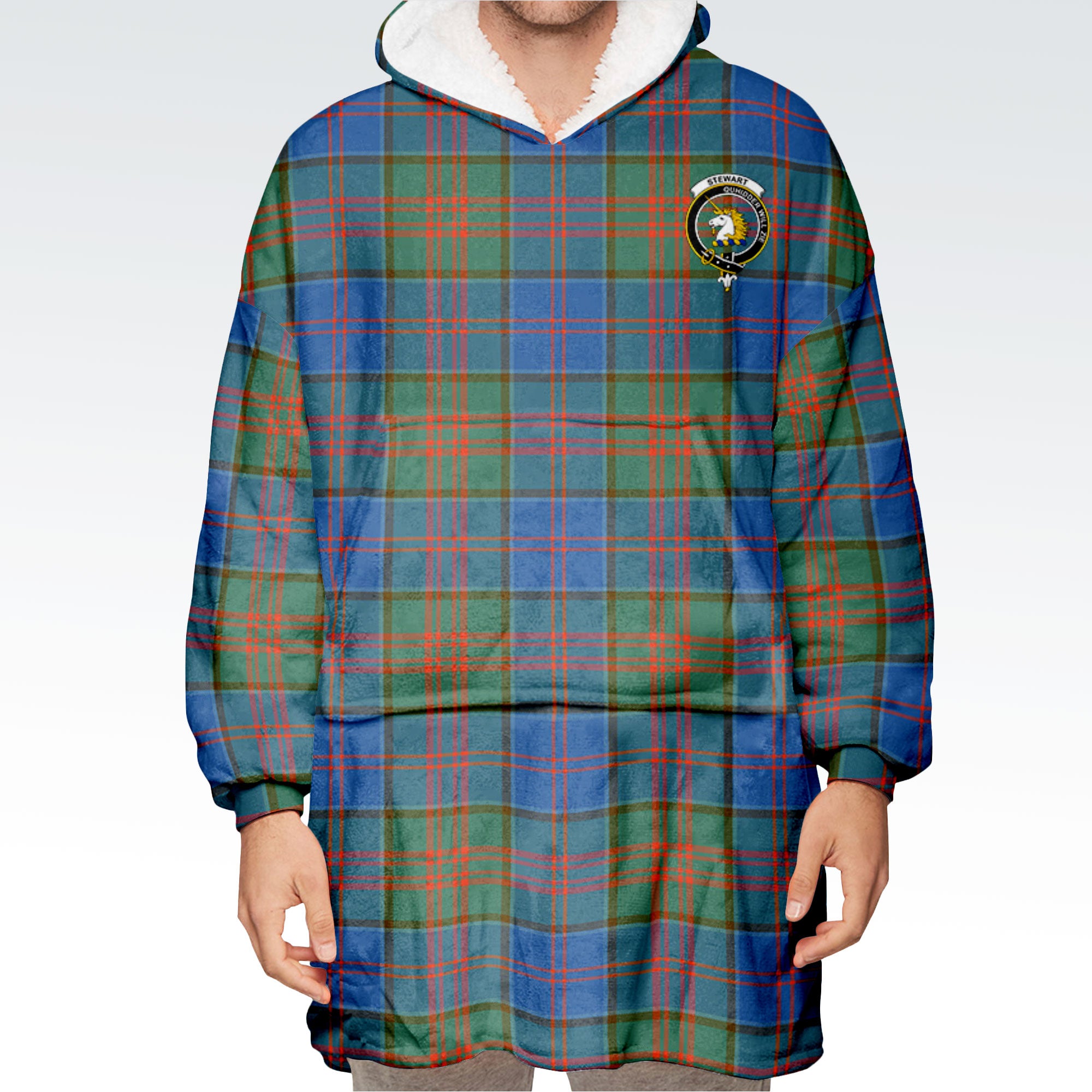 Stewart of Appin Hunting Ancient Tartan Hoodie Blanket