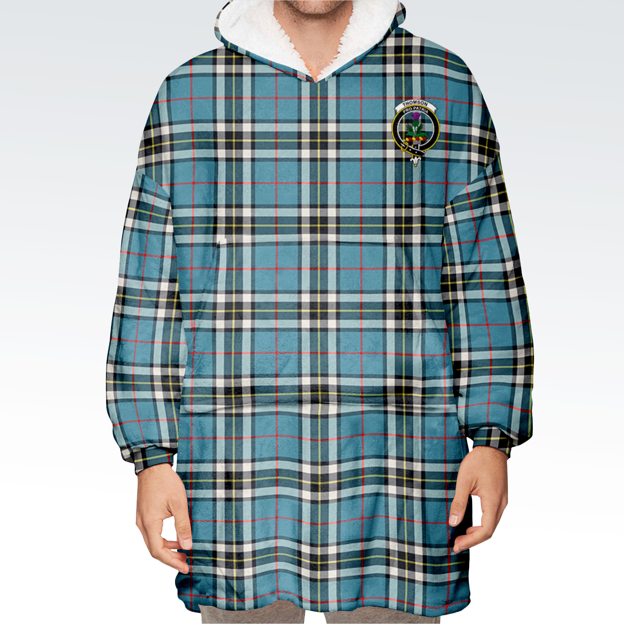 Thomson Blue Tartan Hoodie Blanket