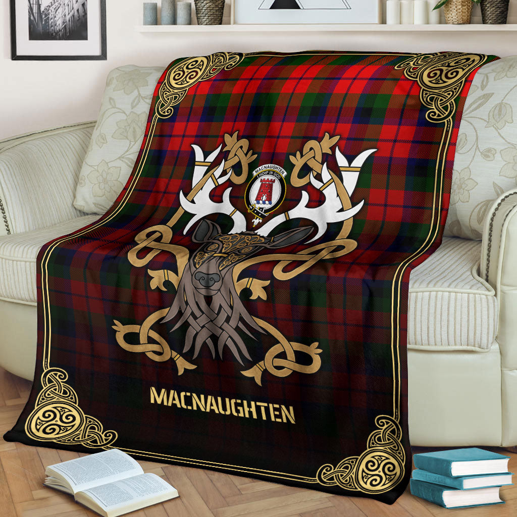 MacNaughten Tartan Crest Premium Blanket - Celtic Stag style