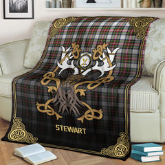 Stewart Dress Modern Tartan Crest Premium Blanket - Celtic Stag style