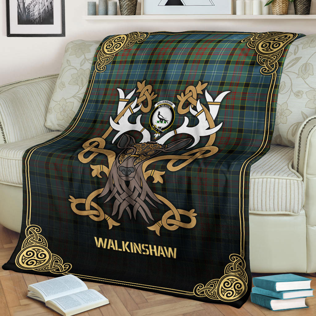 Walkinshaw Tartan Crest Premium Blanket - Celtic Stag style