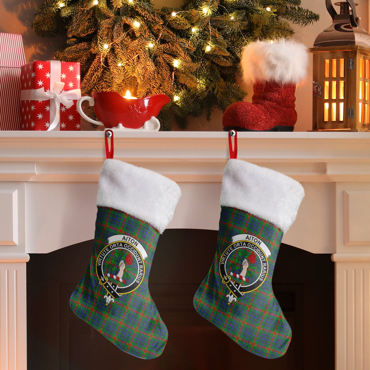 Aiton Tartan Crest Christmas Stocking