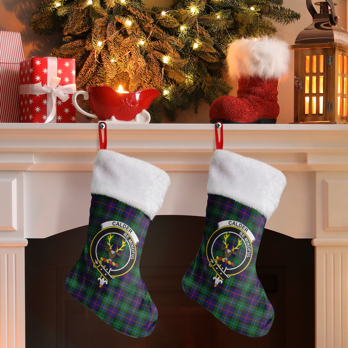 Calder Tartan Crest Christmas Stocking