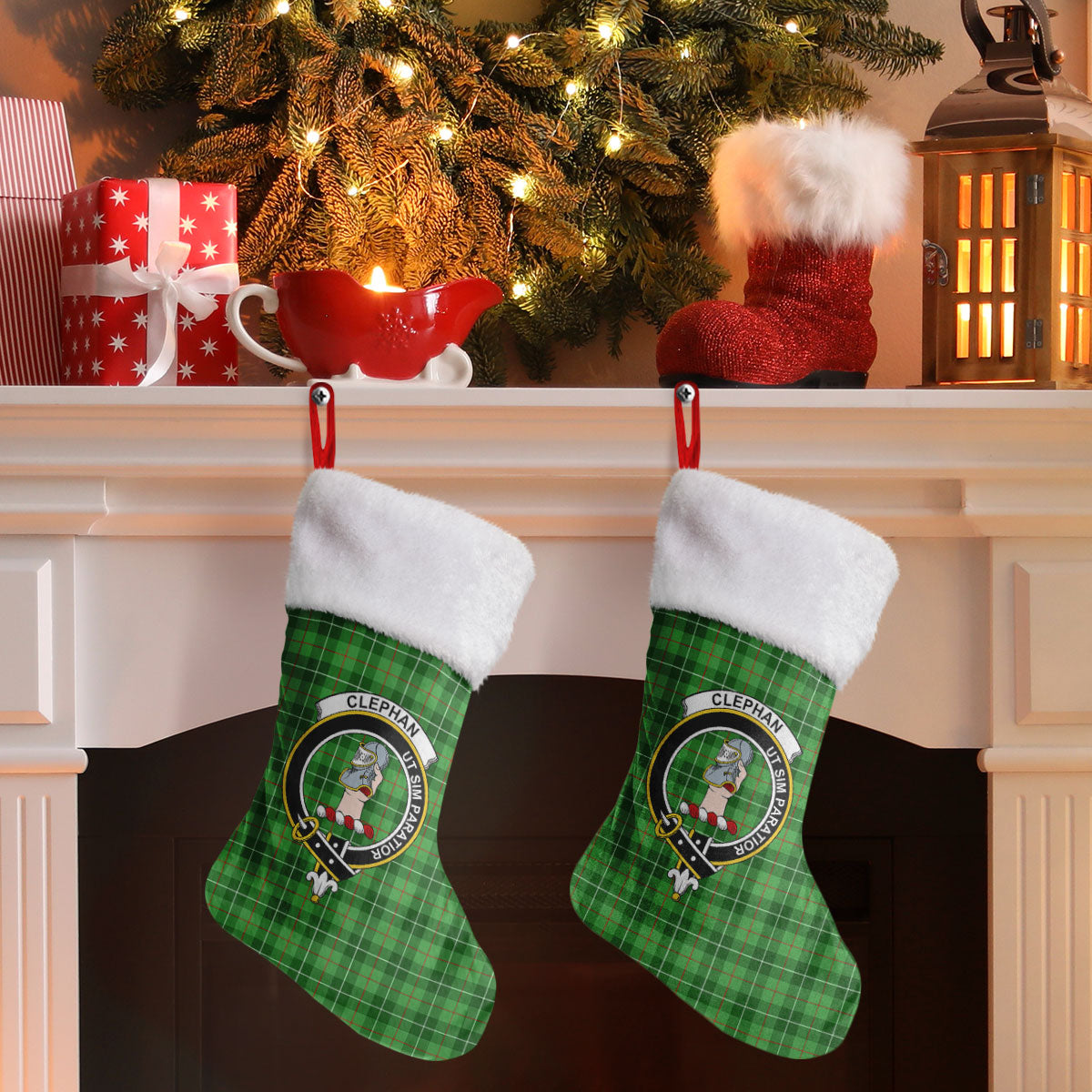 Clephan (or Clephane) Tartan Crest Christmas Stocking