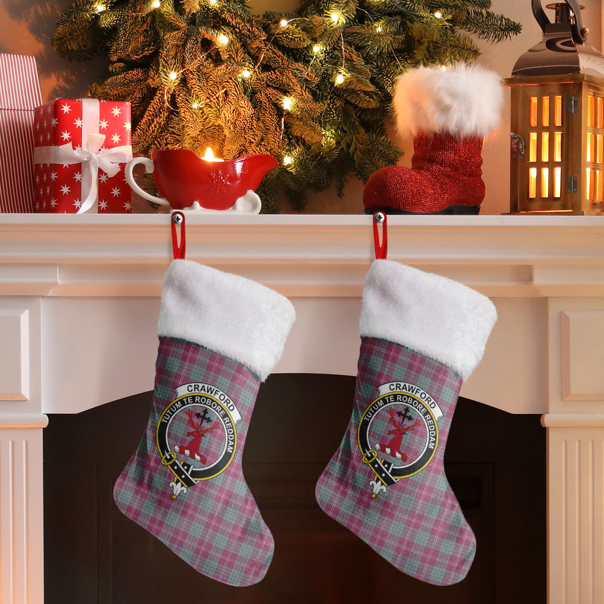 Crawford Ancient Tartan Crest Christmas Stocking