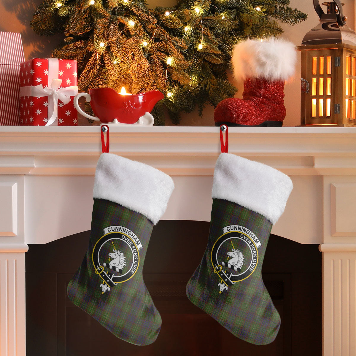 Cunningham Hunting Modern Tartan Crest Christmas Stocking