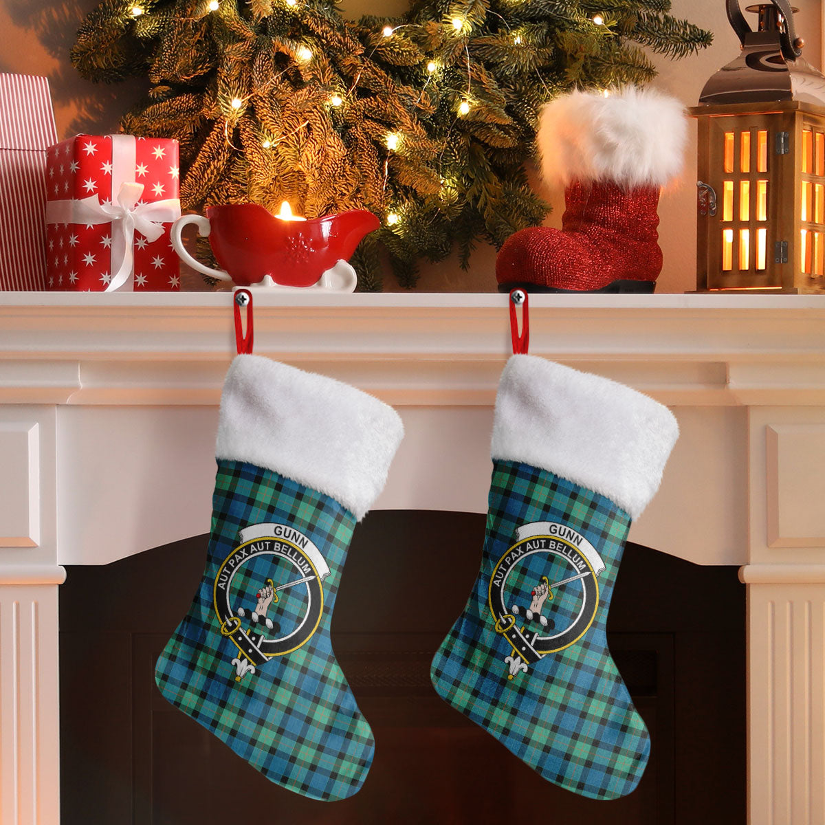 Gunn Ancient Tartan Crest Christmas Stocking