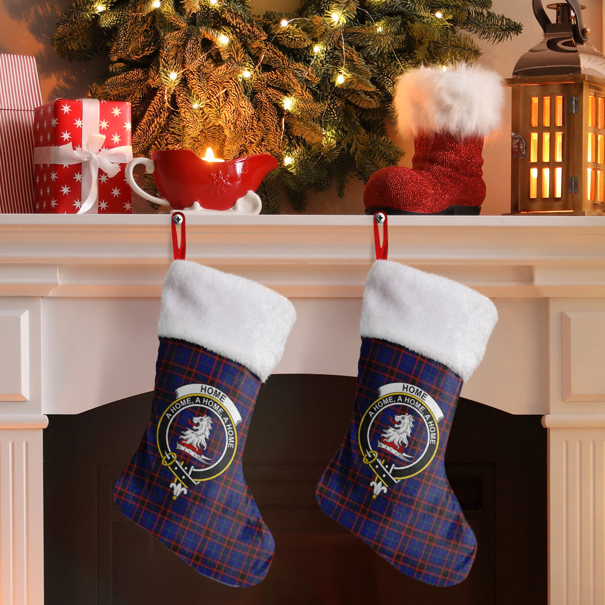 Home Modern Tartan Crest Christmas Stocking