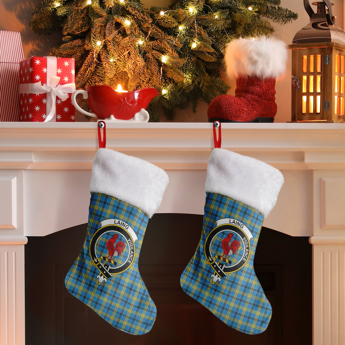 Laing Tartan Crest Christmas Stocking