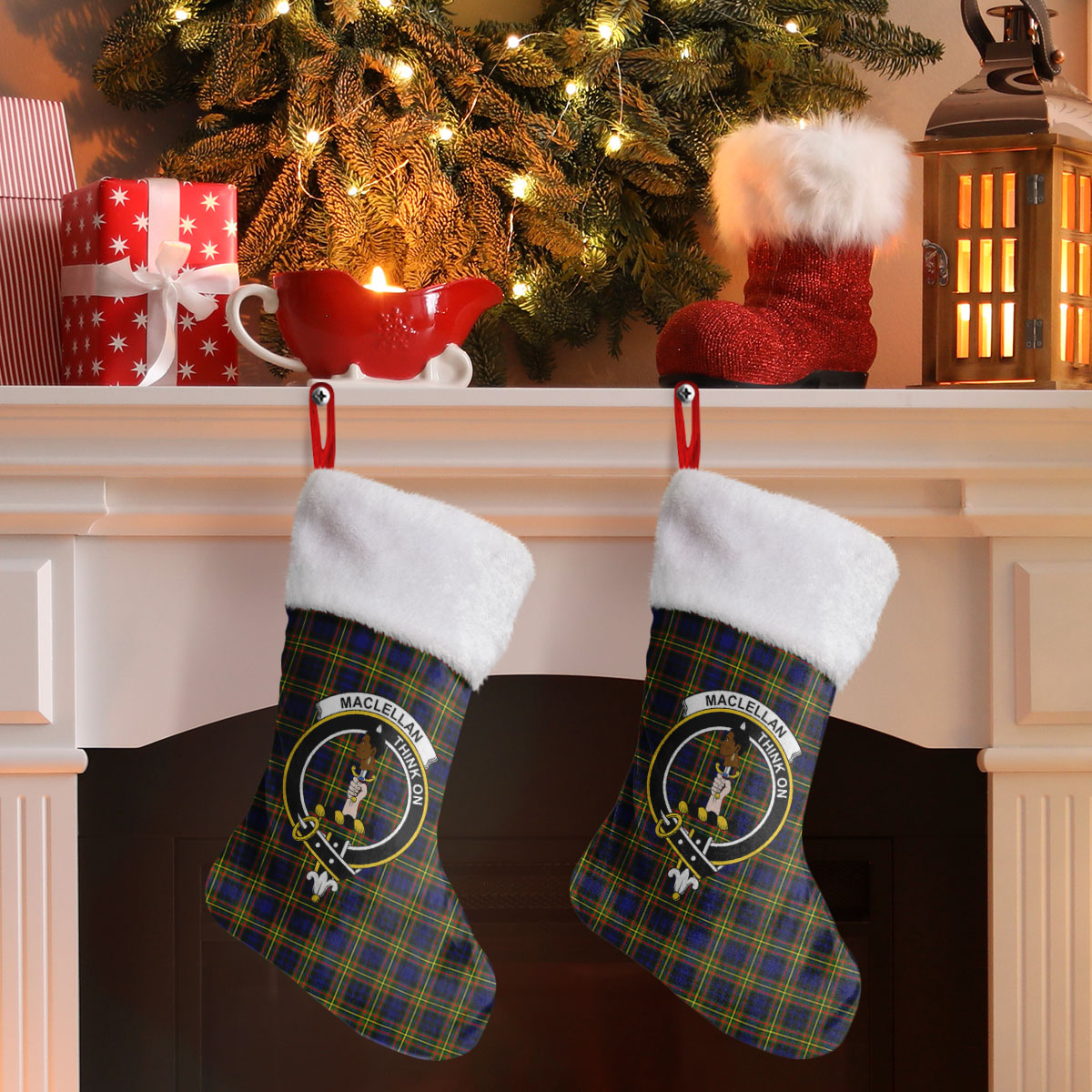 MacLellan Modern Tartan Crest Christmas Stocking