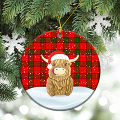 Adair Modern Tartan Christmas Ceramic Ornament - Highland Cows Style