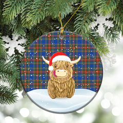 Bethune Ancient Tartan Christmas Ceramic Ornament - Highland Cows Style