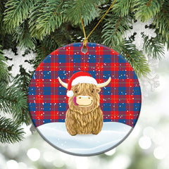 Blane Tartan Christmas Ceramic Ornament - Highland Cows Style