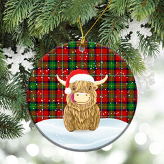 Boyd Modern Tartan Christmas Ceramic Ornament - Highland Cows Style