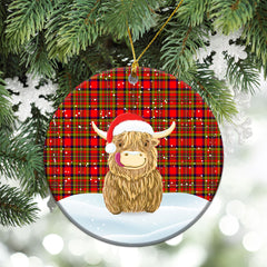 Hepburn Tartan Christmas Ceramic Ornament - Highland Cows Style