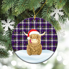 MacDonald Dress Modern Tartan Christmas Ceramic Ornament - Highland Cows Style