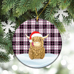 MacPherson Hunting Modern Tartan Christmas Ceramic Ornament - Highland Cows Style